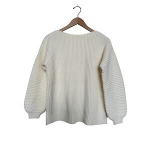 Anthropologie Sophie Ribbed Knit Sweater Women’s Size XS Solid Cream Pullover
